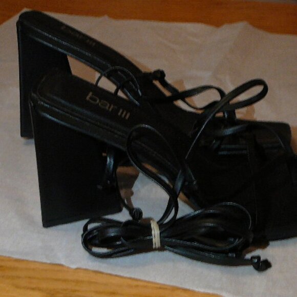 BAR III Womens Black Wrapping Ankle Tie Auroraa 4" Heel Thong Sandals-8M - Picture 8 of 12